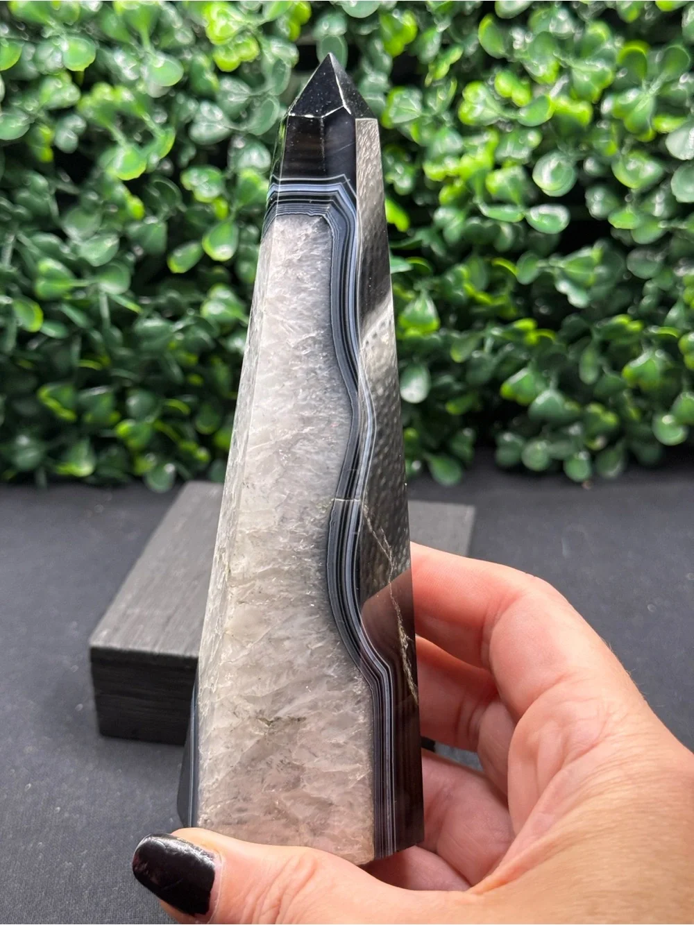Black Banded Agate & Quartz Towers Obelisk